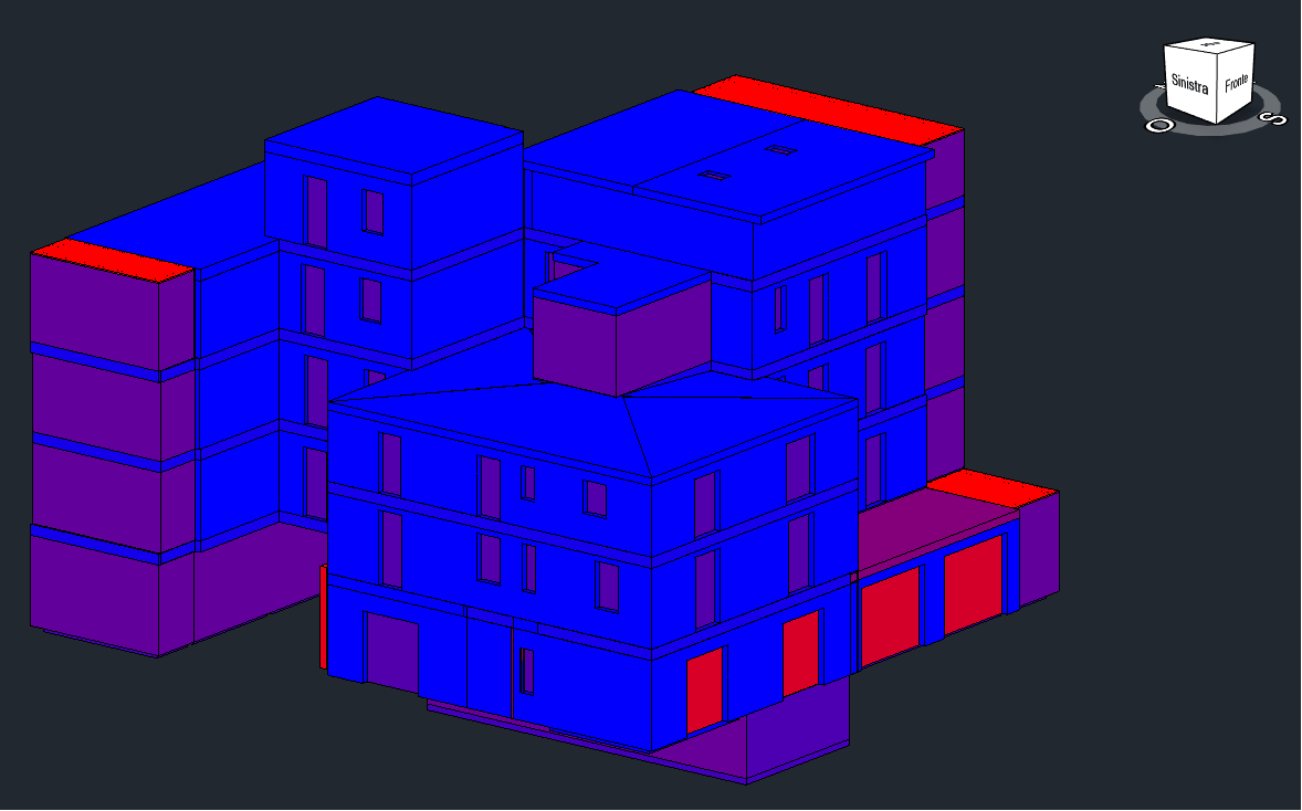 Modellazione tridimensionale di un edificio realizzata per il calcolo della prestazione energetica