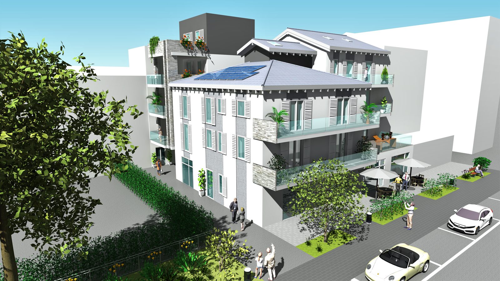 Render del condominio nel centro di Poviglio (RE)